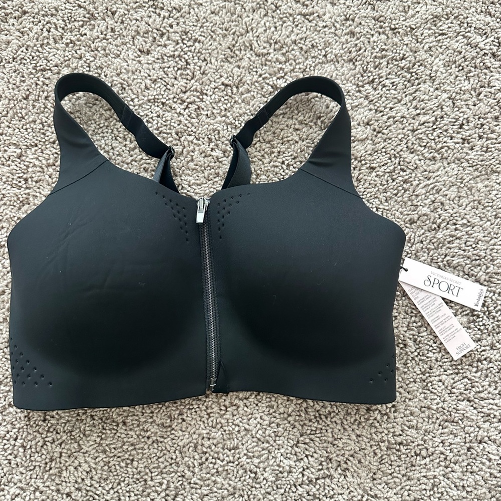 Victoria’s Secret Sport Black Zip Front High Support Sports Bra 34D NWT